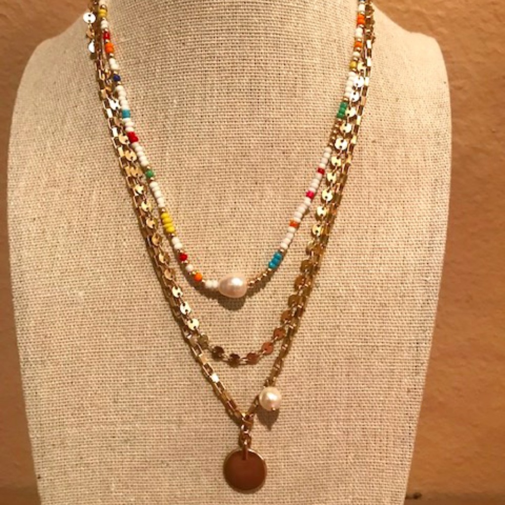 Lucky Brand Gold Tone 3 Tiered Necklace--NWT!